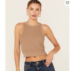 Free People Tan Fitted Crop Tank Top